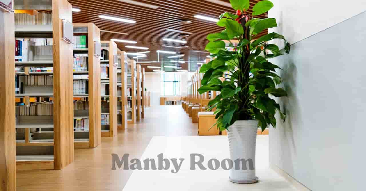 観葉植物が置かれた明るい図書館の一角。家族でよく行く図書館の利用シーンや楽しみ方を紹介するセクション用のイメージ画像